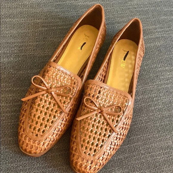 Crew Shoes J Crew Tan Woven Leather Flats Poshmark